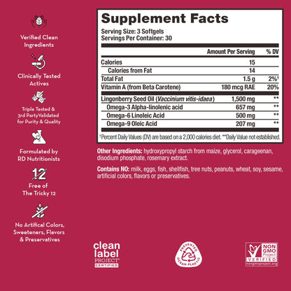 HUM Arctic Repair Clear Skin Supplement with Omega 3, Vitamin E, A, and Lingonberry Seed Oil, Skin Repair with Omega 3 6 9 to Help Support Appearance of Wrinkles & Hydrate, 90 Vegan Softgels HUMBuy Supplements Australia