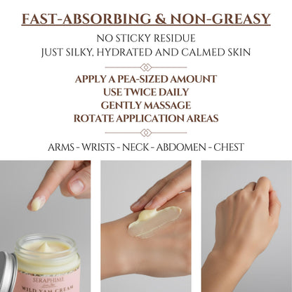 Seraphime Wild Yam Cream for Hormone Balance - Gift for Mom - Menopause and PMS Support for Women - Wild Yam Balancing Cream - Hot Flashes, Night Sweats, Mood Swings, Low Energy - Lavender 4oz SeraphimeBuy Supplements Australia