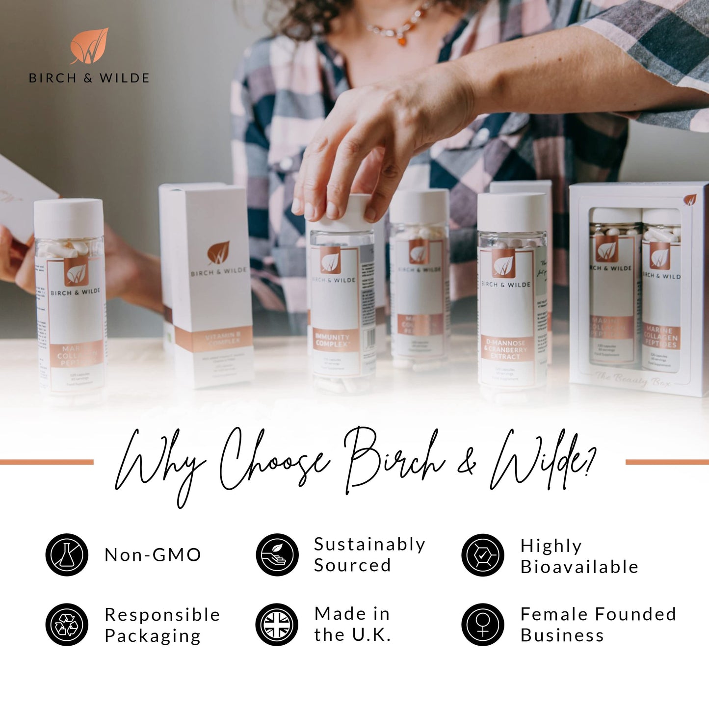 Marine Collagen Peptides Capsules - Hydrolyzed Collagen Supplements for Women & Men BIRCH & WILDEBuy Supplements Australia