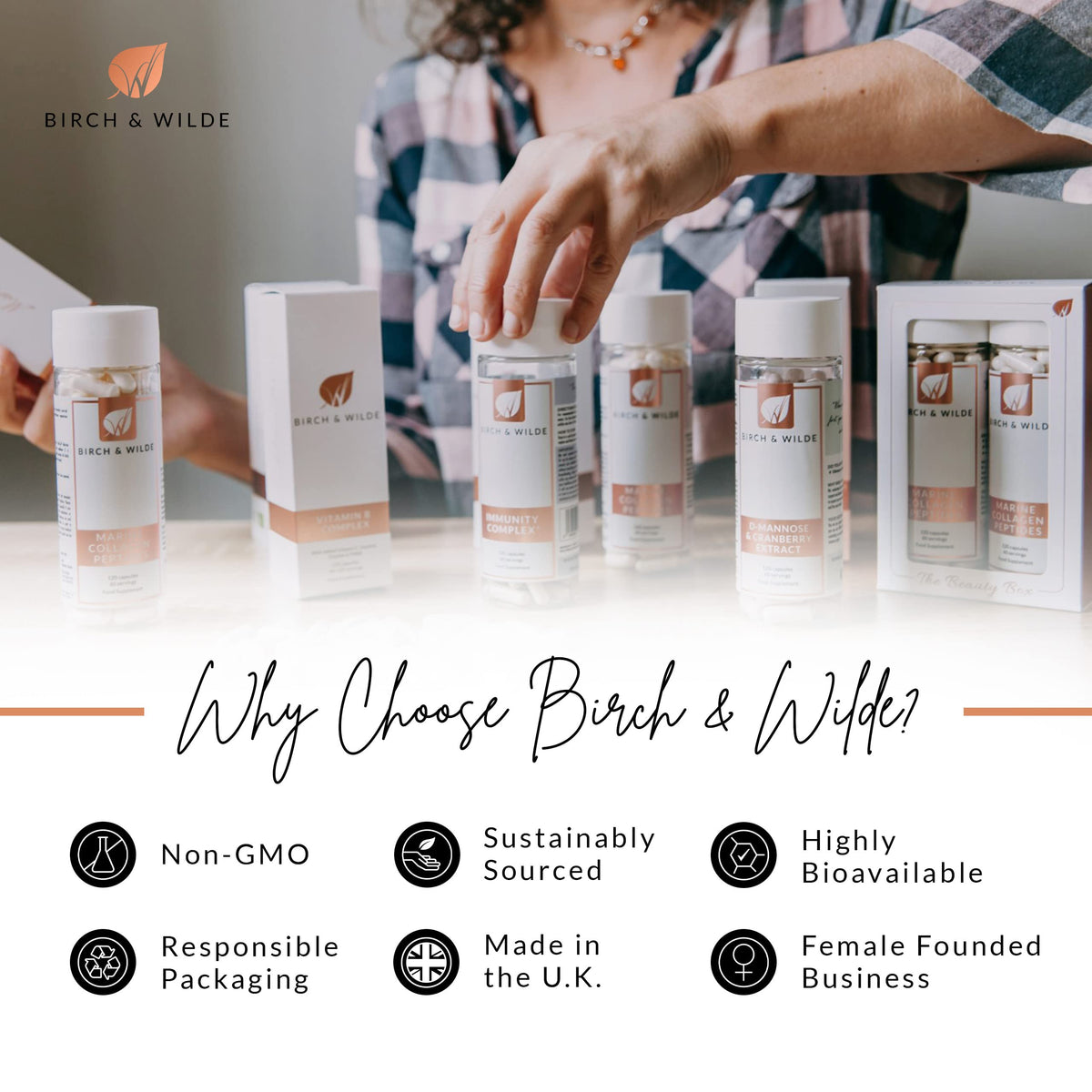 Marine Collagen Peptides Capsules - Hydrolyzed Collagen Supplements for Women & Men BIRCH & WILDEBuy Supplements Australia