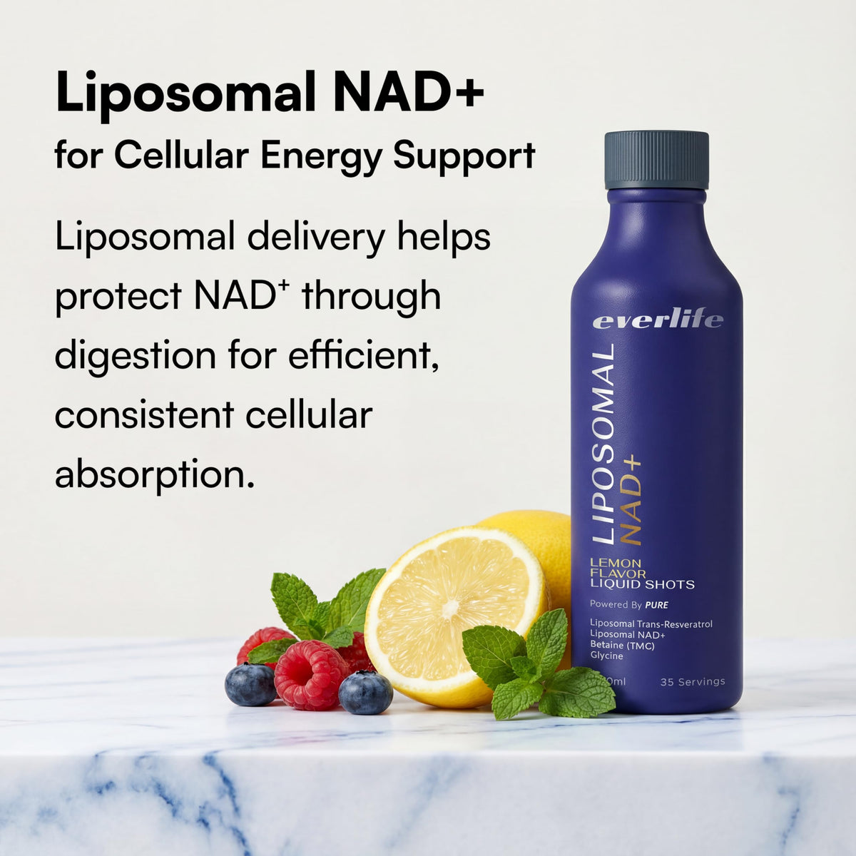 Everlife Liposomal NAD+ Liquid Supplement – 150mg Shot with Liposomal Trans-Resveratrol, TMG & Glycine – Boosts Energy, Cellular Repair, Healthy Aging & Longevity – NMNH Alternative – 30 Servings EverlifeBuy Supplements Australia