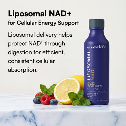 Everlife Liposomal NAD+ Liquid Supplement – 150mg Shot with Liposomal Trans-Resveratrol, TMG & Glycine – Boosts Energy, Cellular Repair, Healthy Aging & Longevity – NMNH Alternative – 30 Servings EverlifeBuy Supplements Australia