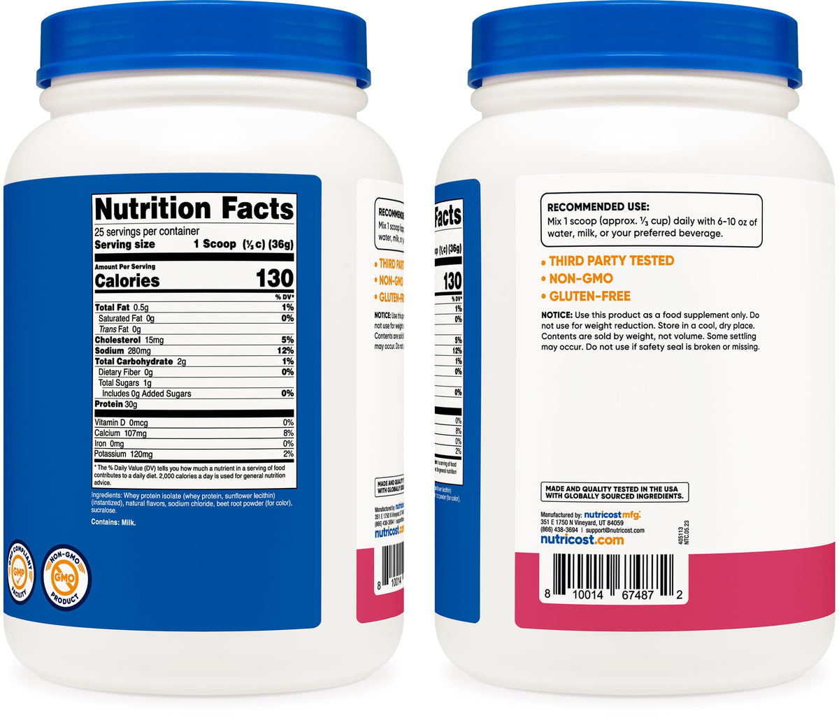 Nutricost Whey Protein Isolate (Strawberry Acai, 2 Pounds) NutricostBuy Supplements Australia