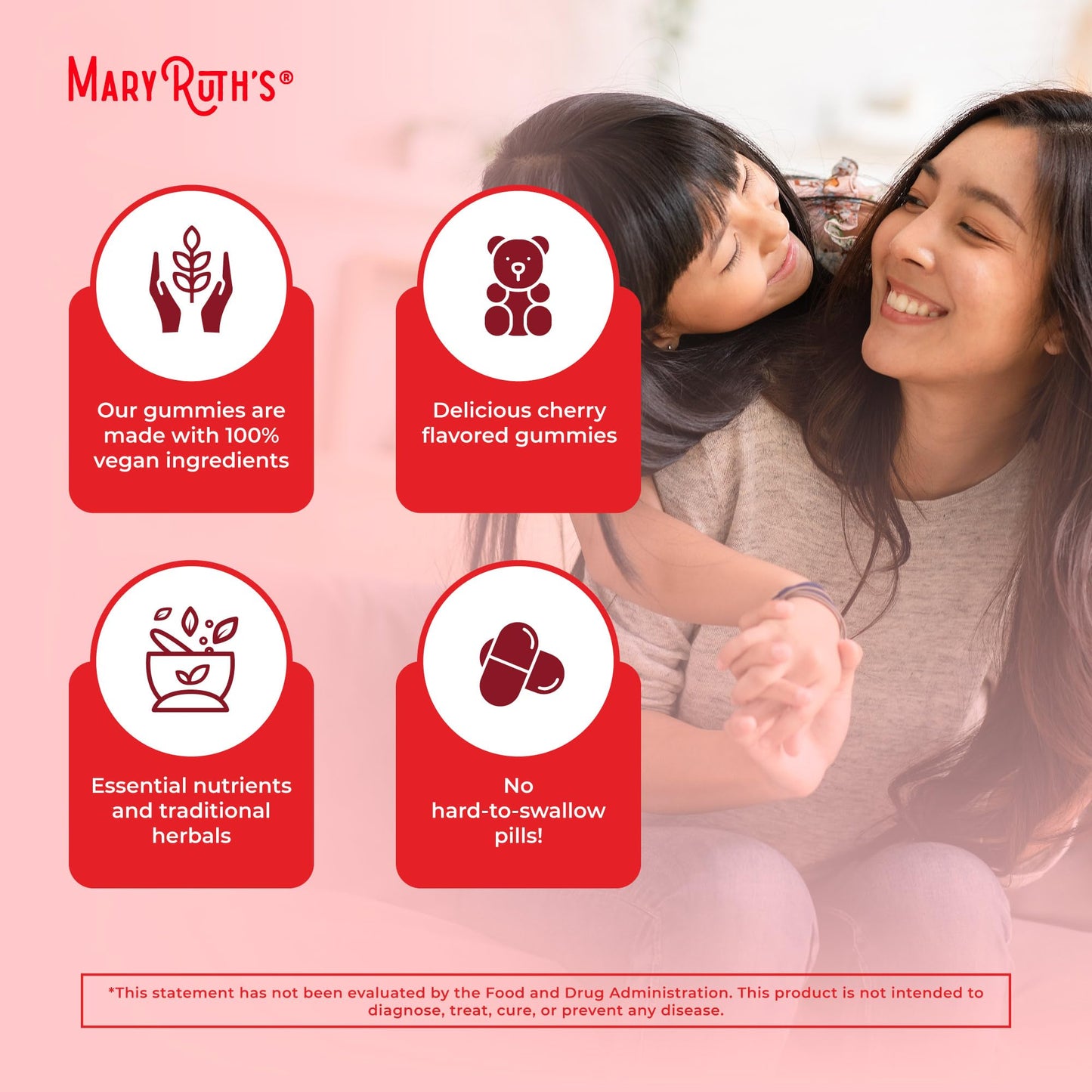 Mary Ruth's 5-1 Immunity Gummies with Elderberry for Kids & Adults | Cherry | Pectin Based | Vegan | 90 Count MARYRUTH'SBuy Supplements Australia
