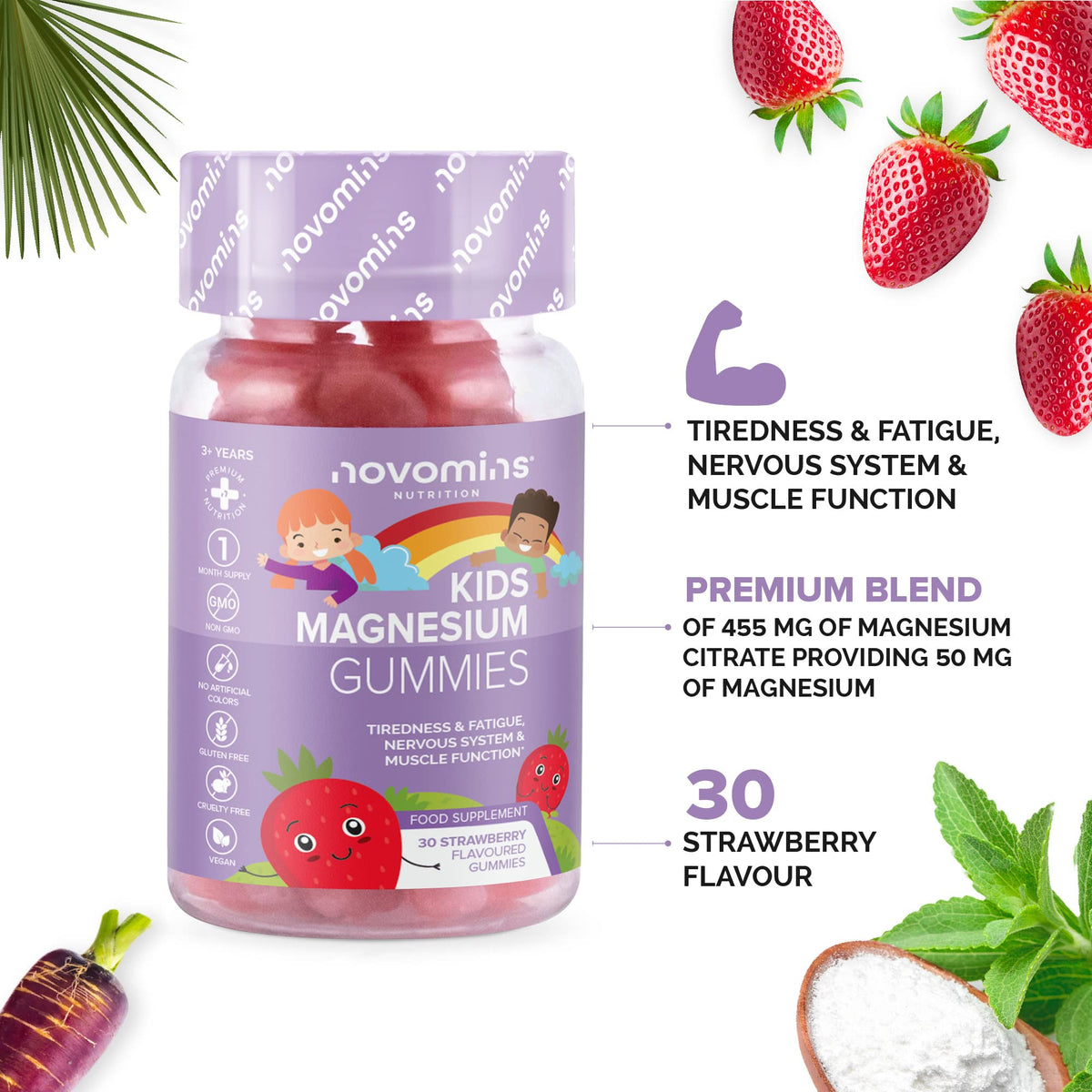 Kids Magnesium Gummies – Vegan - 1 Month Supply – Childrens Supplements – 30 Chewa novominsBuy Supplements Australia
