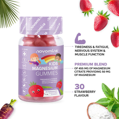 Kids Magnesium Gummies – Vegan - 1 Month Supply – Childrens Supplements – 30 Chewa novominsBuy Supplements Australia
