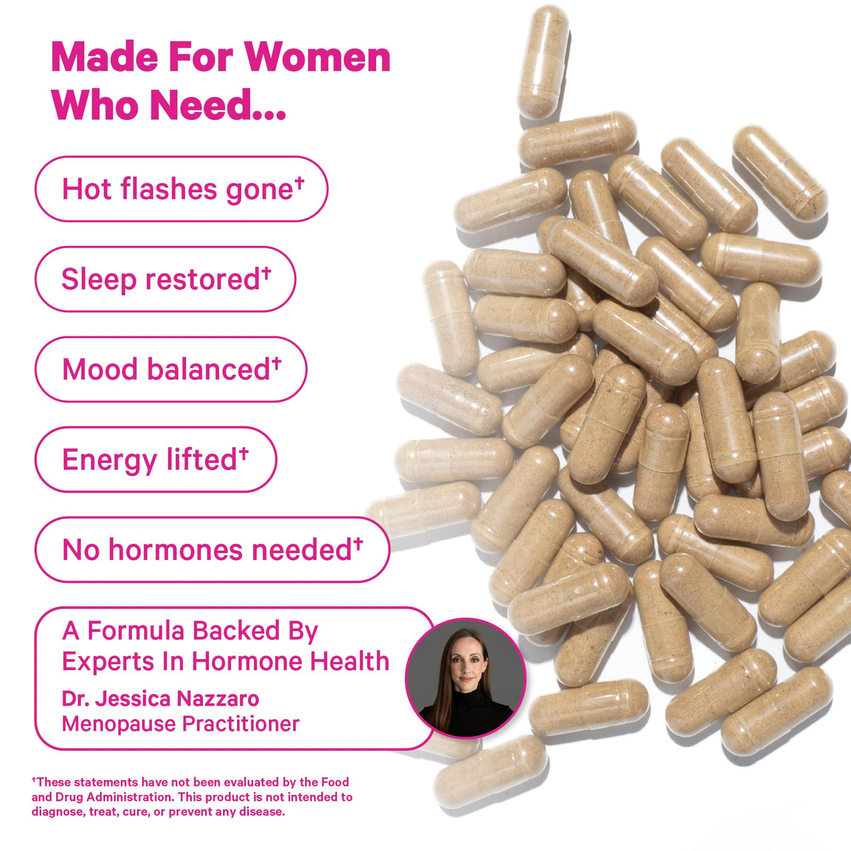 Pink Stork Menopause Support for Women - Hot Flash, Mood, Sleep, Weight, Cortisol & Hormonal Balance - Vegan, Estrogen-Free Perimenopause Relief - Ashwagandha, Maca - 60 Capsules Pink StorkBuy Supplements Australia