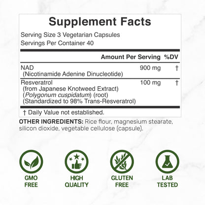 NAD+ Resveratrol Supplement 1,000mg Per Serving, 120 Veggie Capsules | 2-in-1 Extra Strength NMN Supplement Alternative | NAD Supplements for Women & Men | Non-GMO, Gluten Free DEAL SUPPLEMENTBuy Supplements Australia