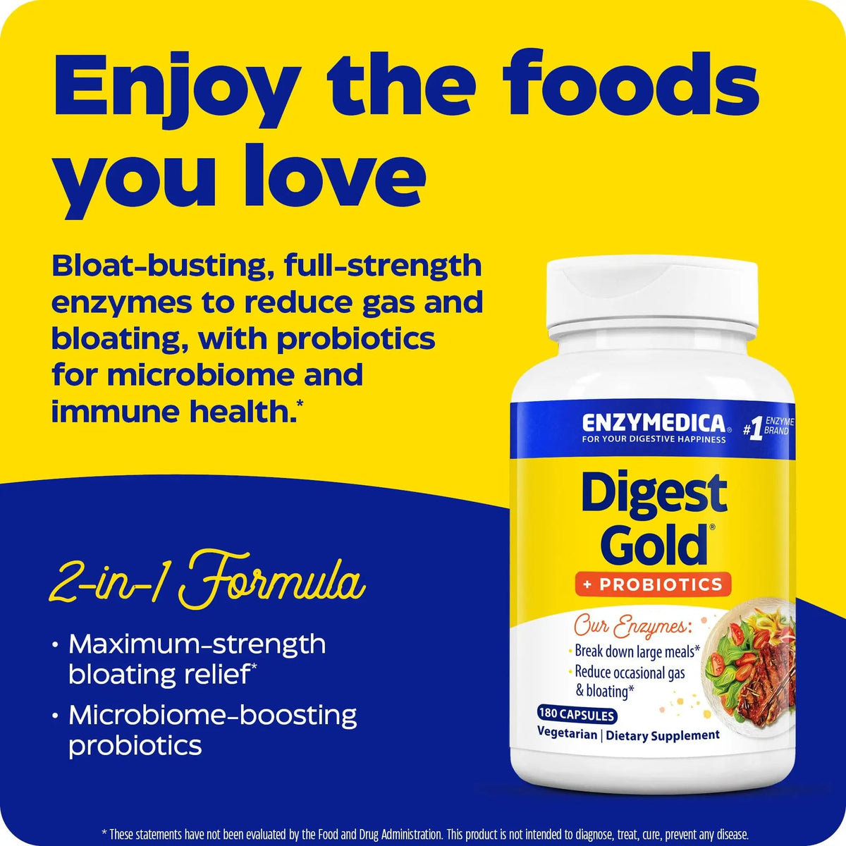 Enzymedica Digest Gold + Probiotics, 2-in-1 Digestive Enzymes & Probiotic Support, Promotes Gut Health with 1 Billion Active Cultures, 180 Capsules Enzymedica buy supplements Au