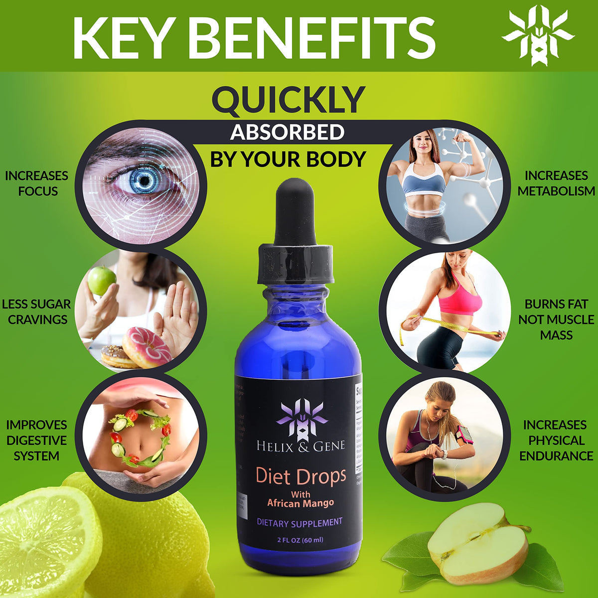 Helix & Gene Appetite Diet Drops Mango Flavor | Fast Weight Loss | Natural Metabolism Helix & GeneBuy Supplements Australia