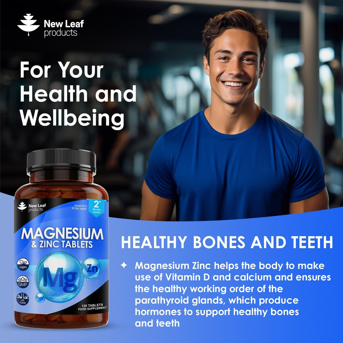Magnesium Supplements 516mg With Zinc - 120 Magnesium Tablets Supports Muscle NEW LEAF PRODUCTSBuy Supplements Australia