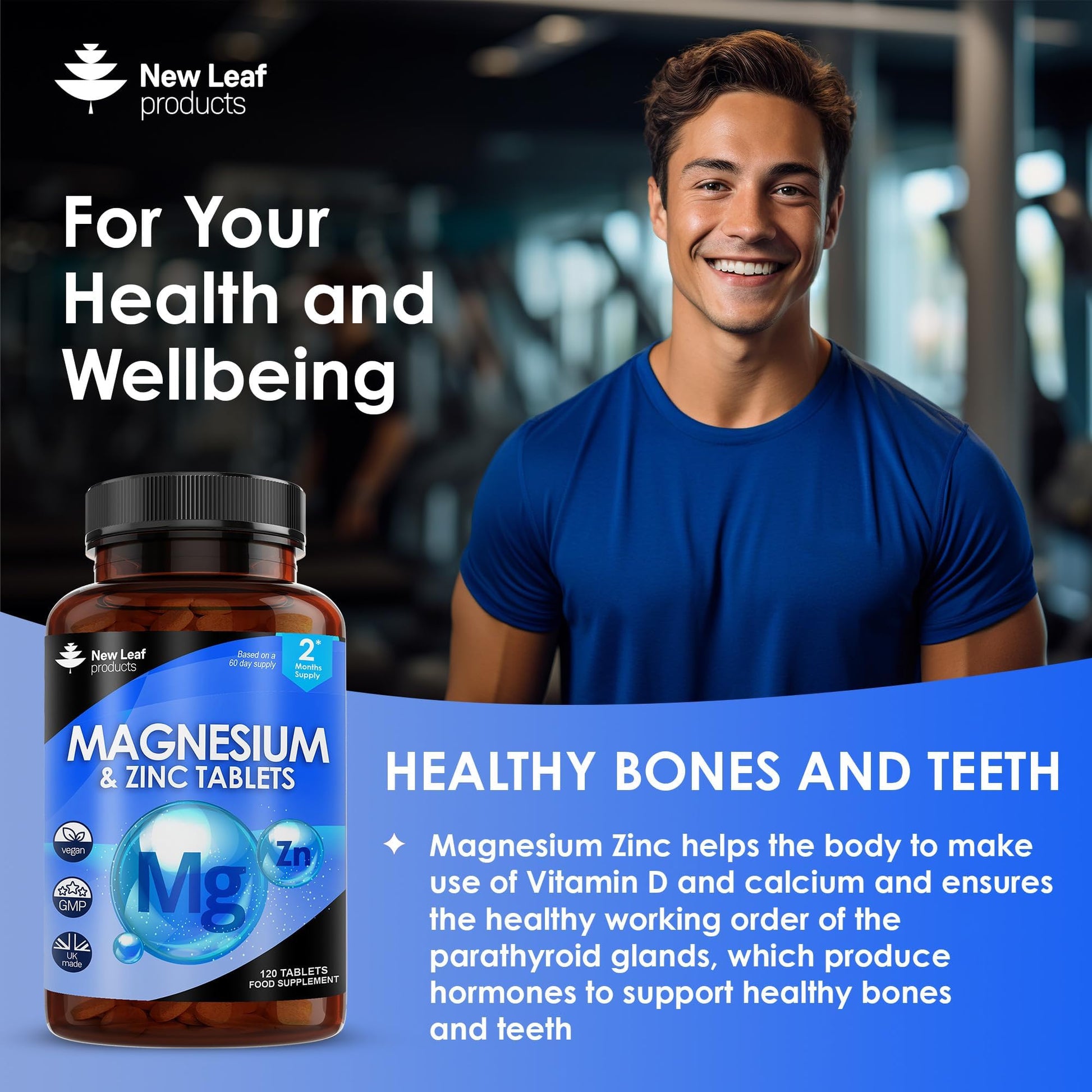 Magnesium Supplements 516mg With Zinc - 120 Magnesium Tablets Supports Muscle NEW LEAF PRODUCTSBuy Supplements Australia