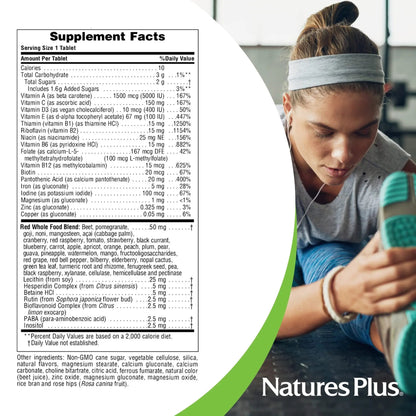 NaturesPlus Adult's Chewable - 60 Tablets, Exotic Red Berry Flavor - Multivitamin & Mineral - Vegetarian, Gluten Free - 60 Servings NaturesPlus