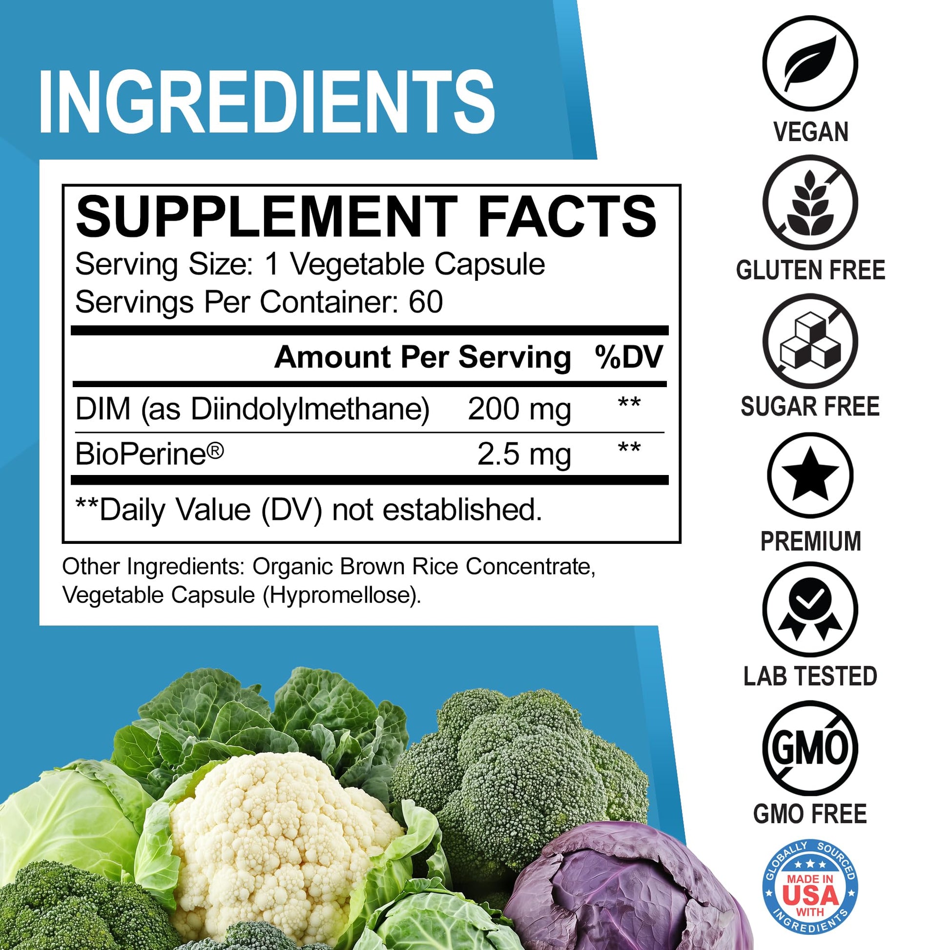 DIM Supplement for Women & Men 200mg - Androgen Estrogen Blocker for Men & Women, Hormonal Acne Pills, Hormone Balance, Menopause Support, Diindolylmethane DIM Supplement Plus BioPerine - 60 Capsules DR. BOBuy Supplements Australia