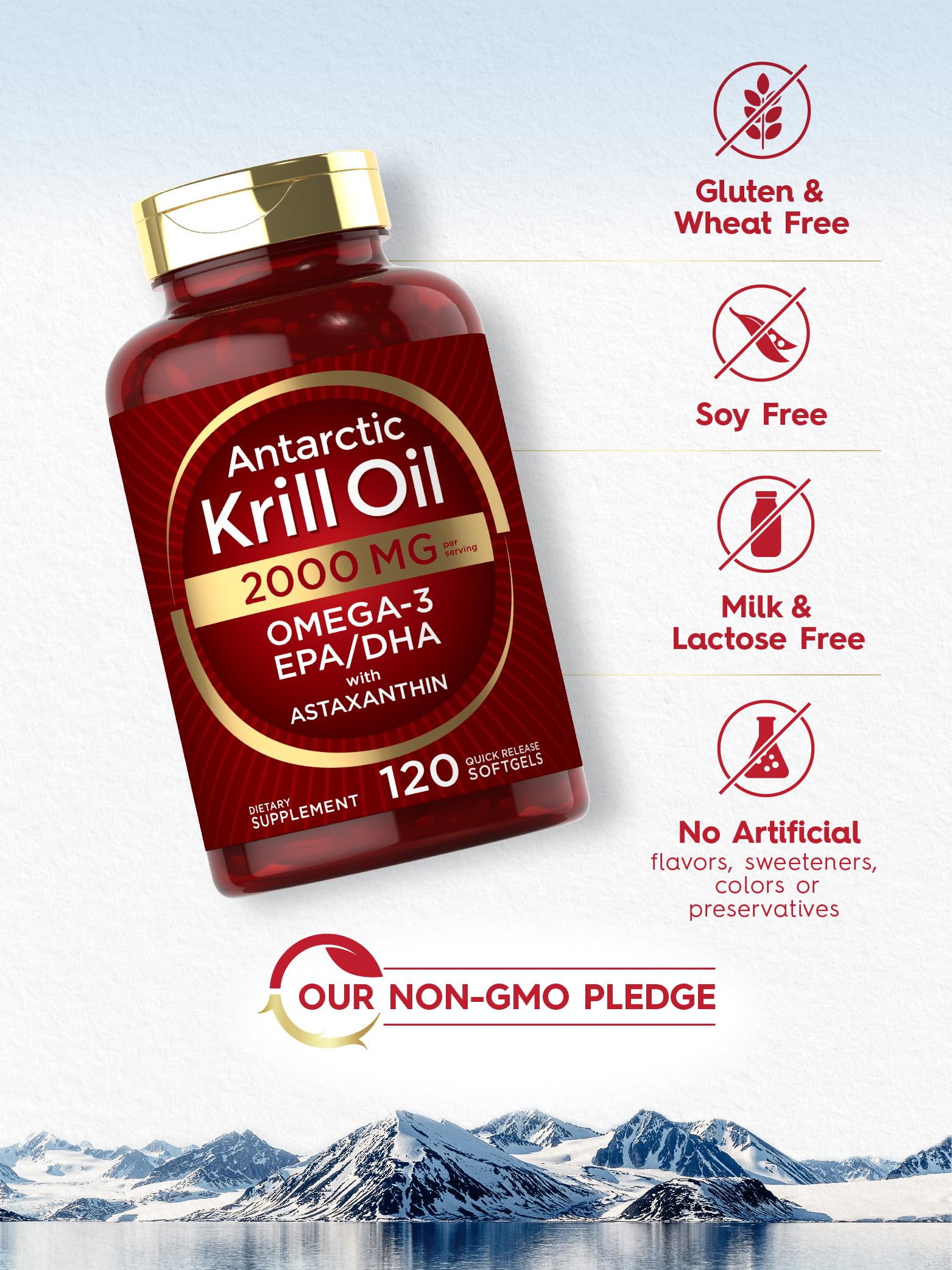 Carlyle Antarctic Krill Oil 2000 mg 120 Softgels | Omega-3 EPA, DHA, with Astaxanthin CarlyleBuy Supplements Australia