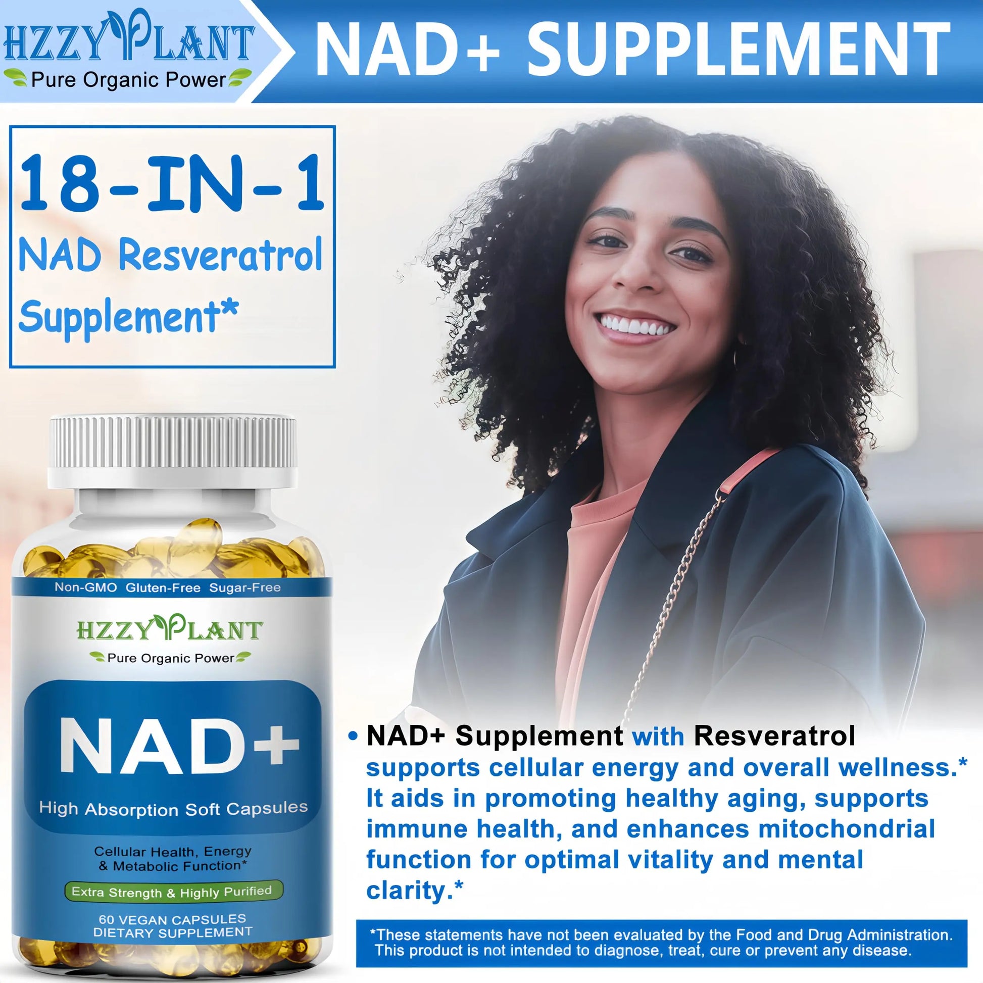 HZZYPLANT NAD+ Supplement, High Absorption NAD Supplements for Women for Cellular Energy Immune Focus Health, NAD Resveratrol Softgel Capsules, NAD Liquid Softgels Supplement, Non-GMO, 2 Month Supply HZZYPLANTBuy Supplements Australia