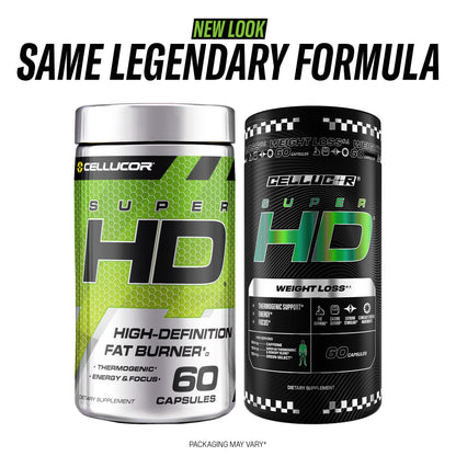 Cellucor SuperHD Thermogenic Fat Burner Weight Loss Supplement, Appetite Suppressant, & Energy Booster Capsimax, Green Tea Extract, 160mg Caffeine