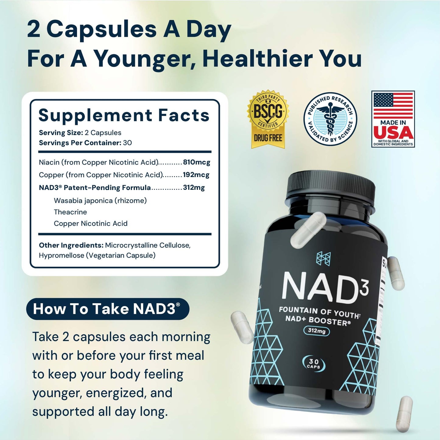 HPN NAD+ Booster – Nicotinamide Riboside Alternative (NAD3) for Men & Women | Anti Aging NRF2 Activator, 312 mg per Serving – Natural Energy Supplement for Longevity & Cellular Health, 30 Veggie Pills HPNBuy Supplements Australia
