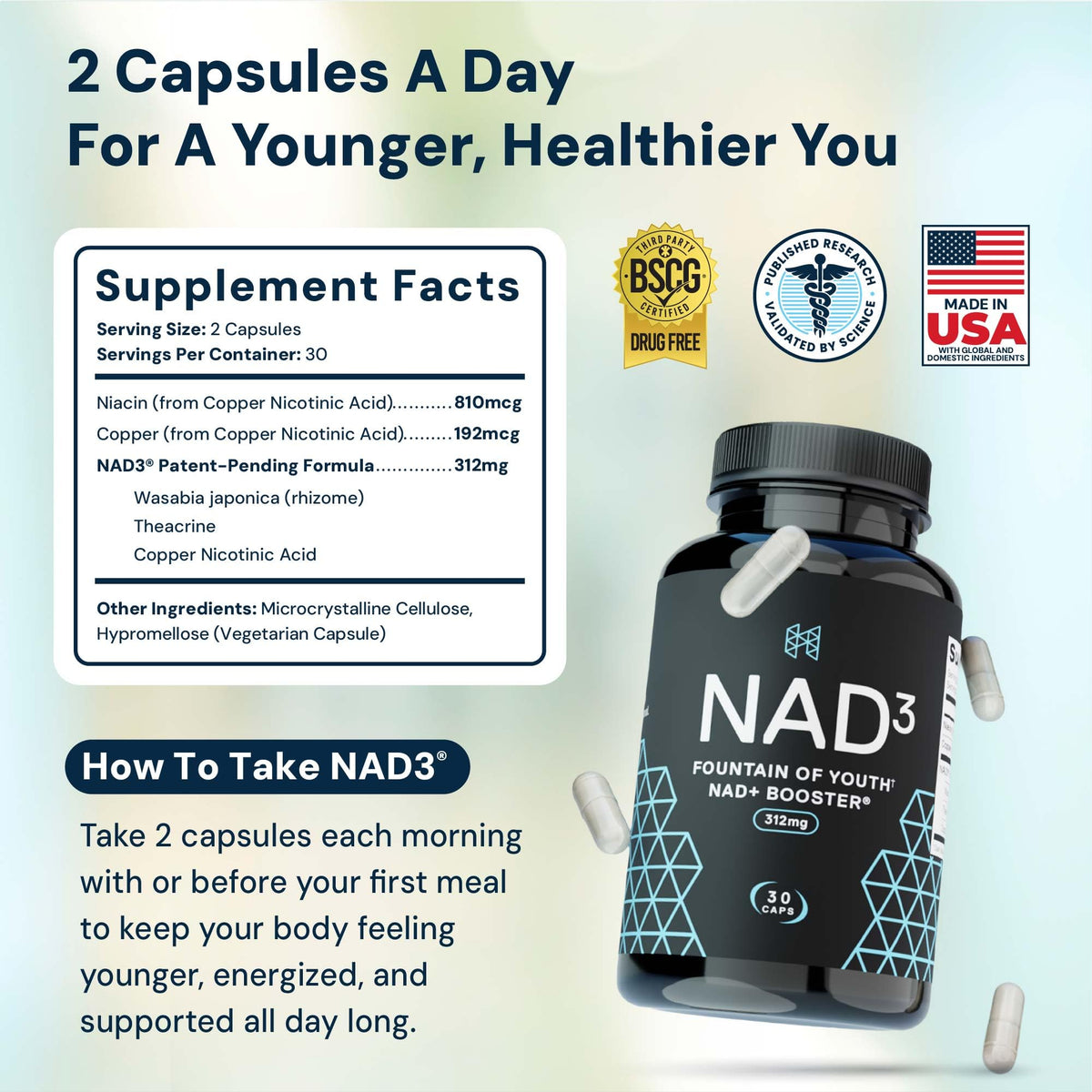 HPN NAD+ Booster – Nicotinamide Riboside Alternative (NAD3) for Men & Women | Anti Aging NRF2 Activator, 312 mg per Serving – Natural Energy Supplement for Longevity & Cellular Health, 30 Veggie Pills HPNBuy Supplements Australia