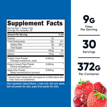 Nutricost Soluble Fiber (Berry Flavored) 30 Servings - Vegan, Non-GMO, Gluten Free