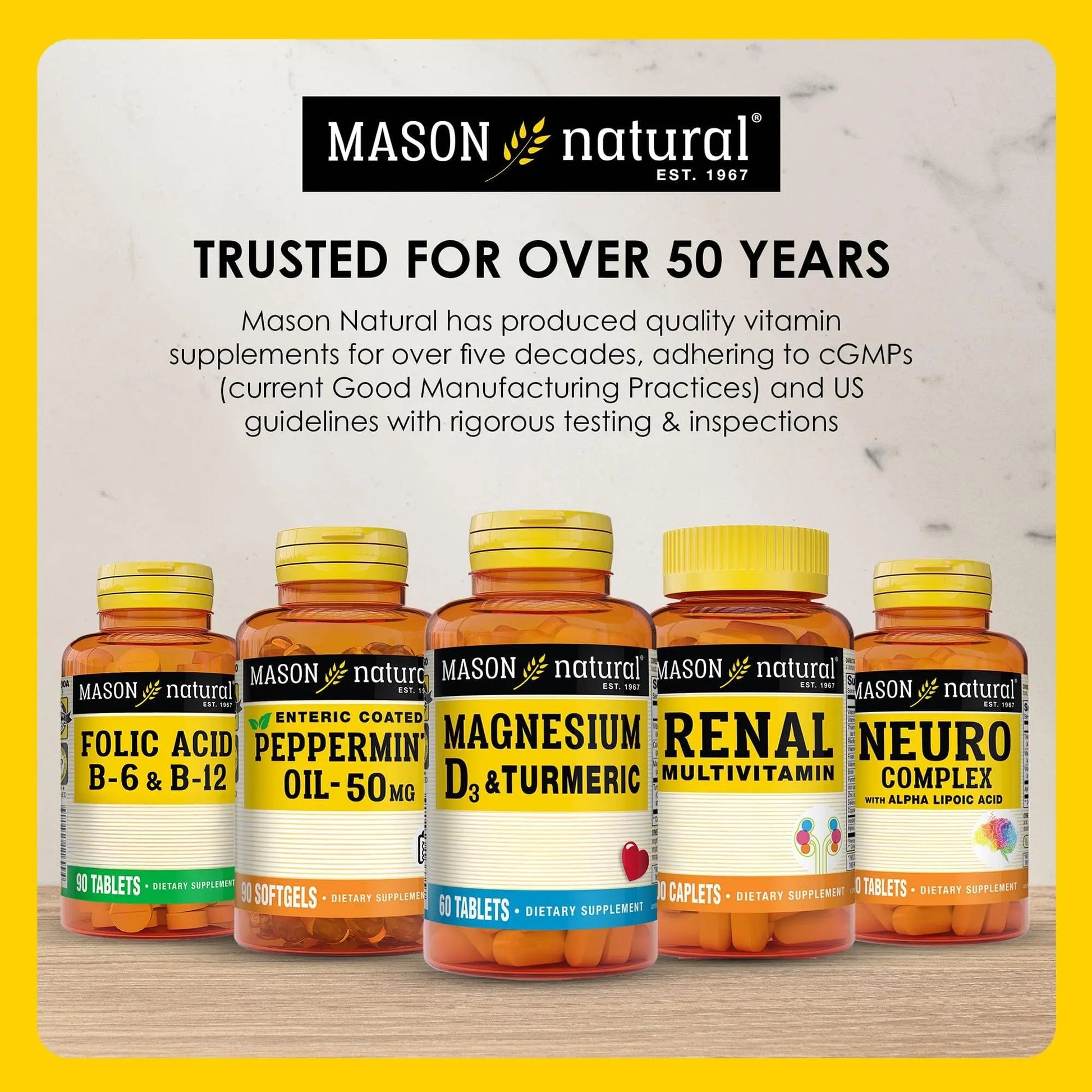 MASON NATURAL Mini Multi Vitamins, Vitamins A, C, D3, E, B1, B2, B3, B6, B12, Folate and Calcium for Overall Health, 1 Year Supply MASON NATURAL