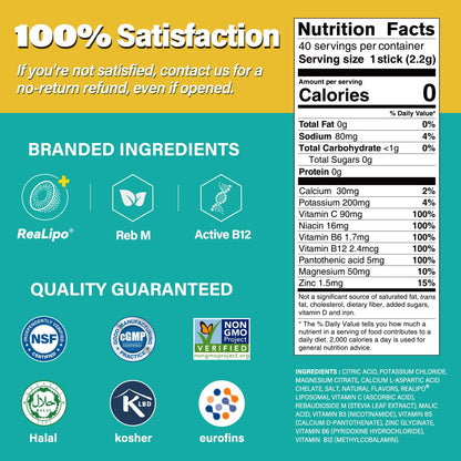 ZestLytes 40 Sticks Low Sodium Sugar Free & 0 Calorie Electrolyte Hydration Packets, Lightly Sweet Electrolyte Powder Drink Mix, Liquid Daily IV Flavors | Lemon Orange Peach Grapefruit