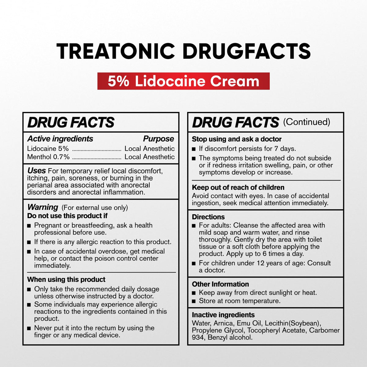 Treatonic 5% Lidocaine Numbing Cream: Lidocaine Cream for Pain Relief, Itching, Burning, Soreness, Hemorrhoid - Maximum Strength Topical Numb Cream - Fast Acting & Long Lasting Numbing Cream - 4.2 oz TreatonicBuy Supplements Australia