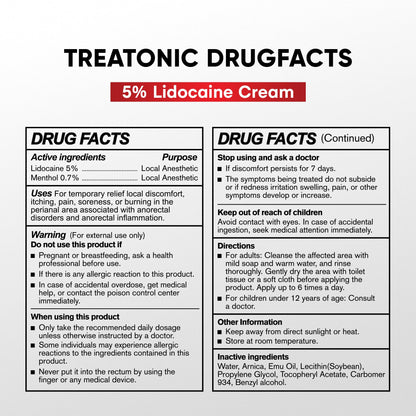 Treatonic 5% Lidocaine Numbing Cream: Lidocaine Cream for Pain Relief, Itching, Burning, Soreness, Hemorrhoid - Maximum Strength Topical Numb Cream - Fast Acting & Long Lasting Numbing Cream - 4.2 oz TreatonicBuy Supplements Australia