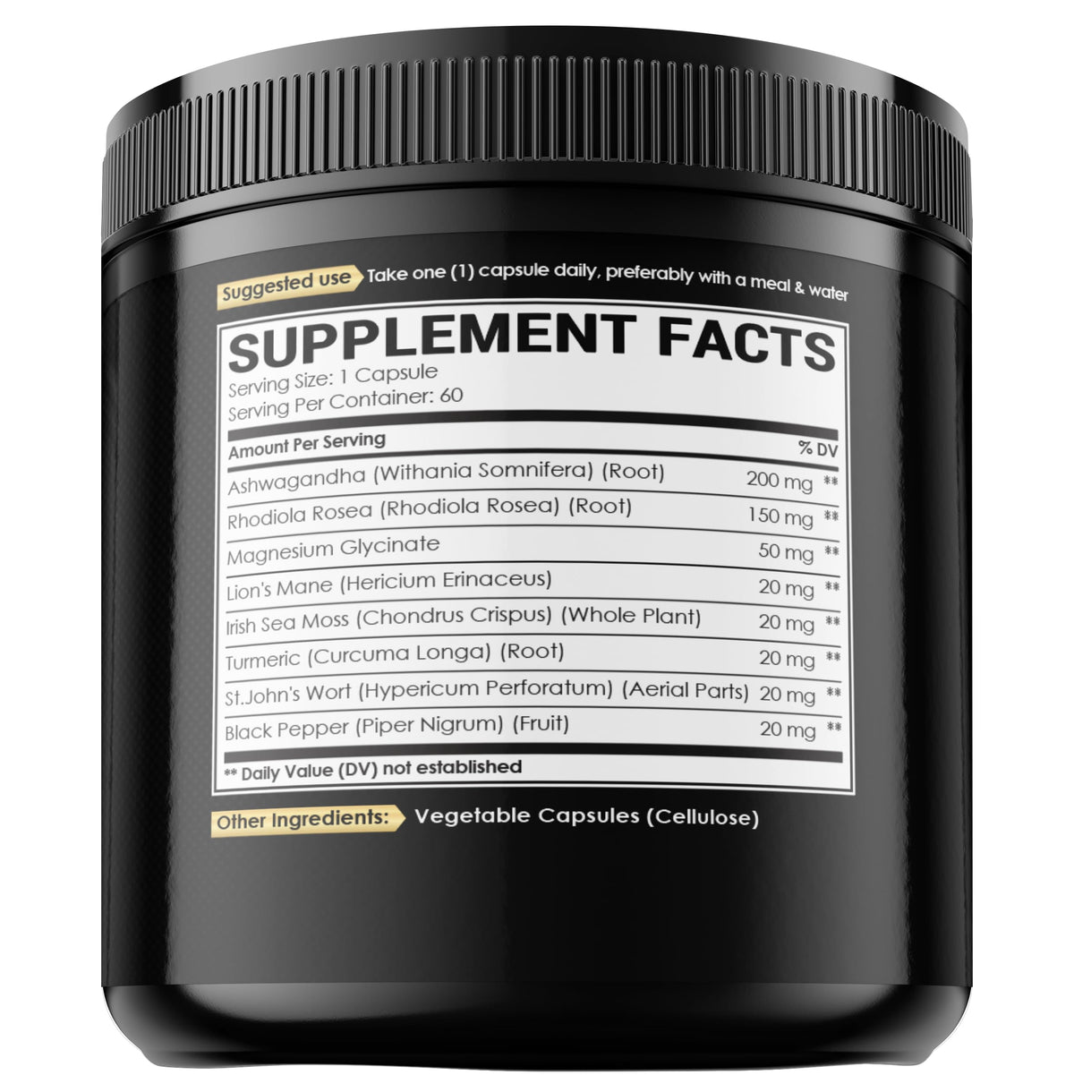 8in1 Cortisol Shield - Ashwagandha and Magnesium, Rhodiola Rosea, Lions Mane, Sea Moss, Turmeric, St Jonh's Wort - Mind& Mood Balance, Rest Well, Support Immume - 60 Capsules NUQIITBuy Supplements Australia