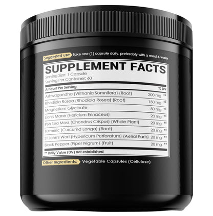 8in1 Cortisol Shield - Ashwagandha and Magnesium, Rhodiola Rosea, Lions Mane, Sea Moss, Turmeric, St Jonh's Wort - Mind& Mood Balance, Rest Well, Support Immume - 60 Capsules NUQIITBuy Supplements Australia