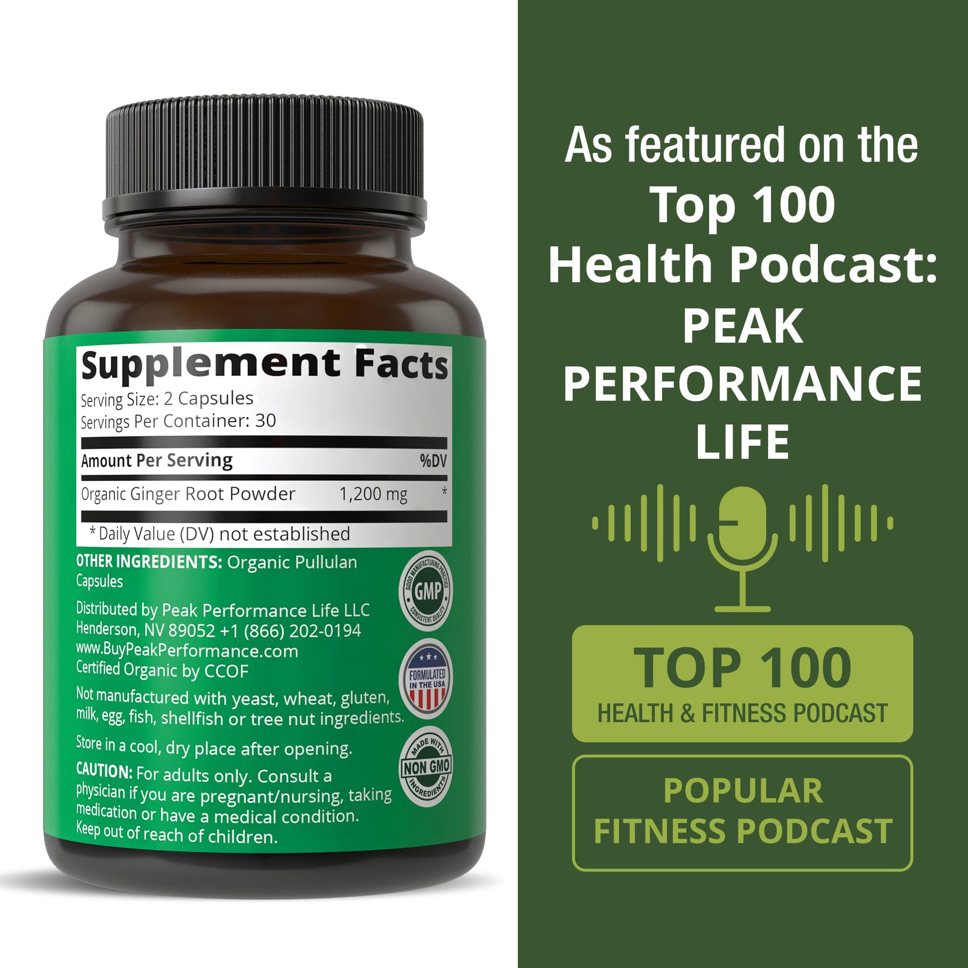 Peak Performance USDA Organic Ginger Root Capsules. Vegan Ginger Pills Supplement for Women & Men to Support Digestion, Occasional Nausea Relief, Gas & Bloat Support, and Gentle Stomach Comfort Peak PerformanceBuy Supplements Australia