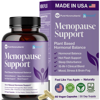 Menopause Supplements for Women - Natural Hormone Balance - Hot Flashes, Night Sweats, Sleep & Mood Support. with Sensoril® Ashwagandha, DIM, Chaste Berry & Black Cohosh Root - 60 Count Pure MicronutrientsBuy Supplements Australia
