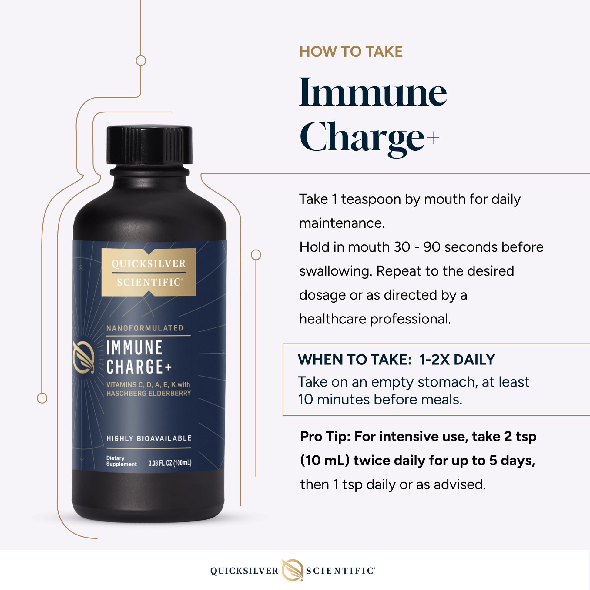 Quicksilver Scientific Immune Charge+ - Elderberry with 10,000 IU Vitamin D3, 25,000 Vitamin A, C, E, K1 & K2 for Immune Health & Lung Support (100ml) Quicksilver ScientificBuy Supplements Australia
