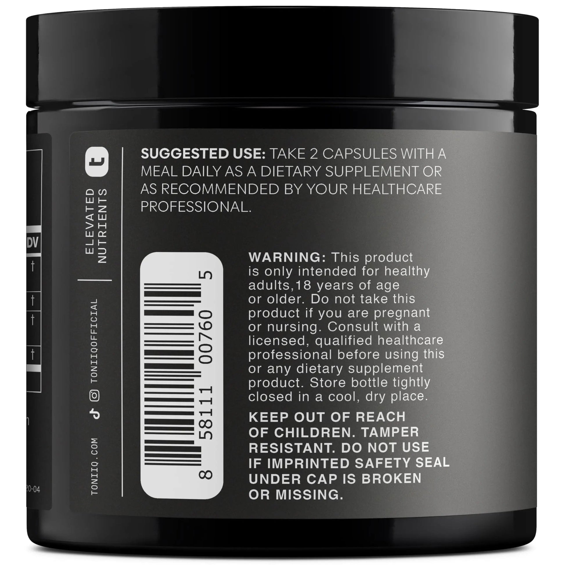 Toniiq Ashwagandha – 40:1 Concentrated Extract – 25% Withanolides – Wild Harvested in India – Highly Bioavailable with Black Pepper – Third-Party Tested – 120 Capsules - 1,300mg per Serving Toniiq buy supplements Au