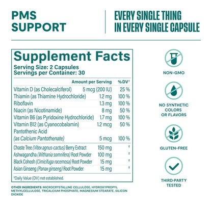 Habit PMS Support Supplement for Women (60 Capsules) - Supports Premenstrual Symptoms & Stress, Hormone Balance, Mood, B Vitamins, Vitamin D, Chasteberry, Ashwagandha, Gluten-Free, Non-GMO (1 Pack) H' HabitBuy Supplements Australia