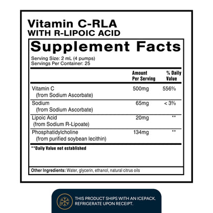 Quicksilver Scientific Vitamin C + R Lipoic Acid - Liposomal Vitamin C with RLA - Antioxidant, Detox & Immune Support Supplement - with Superior Absorption (50 ml) Quicksilver ScientificBuy Supplements Australia