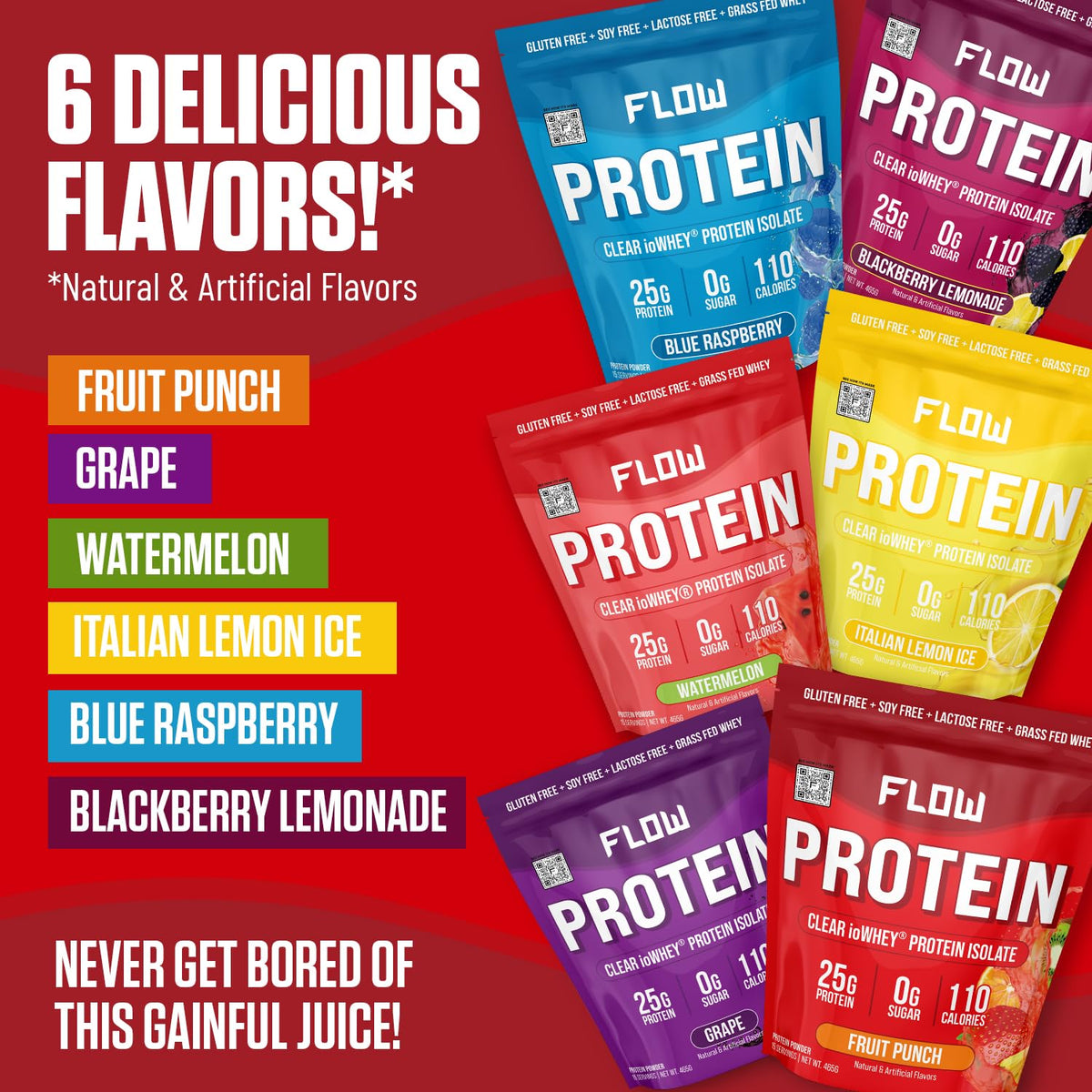 Flow Supps Clear Whey Isolate Protein Powder, Fruit Punch - 15 Servings, 25g Protein Flow SupplementsBuy Supplements Australia
