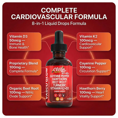 Clean Nutra Cayenne Pepper Drops Supplement Liquid + Hawthorn Berry, Vitamin D3 K2 Beet Root Powder, Ceylon Cinnamon, Turmeric Curcumin Clean Nutraceuticals canada supplements
