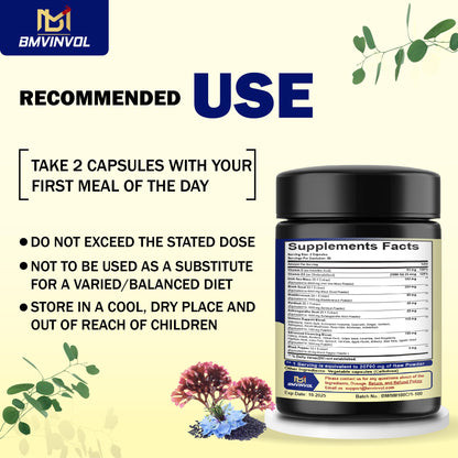 BMVINVOL 100 Capsules - Sea Moss Capsules 20790mg with Bladderwrack, Burdock BMVINVOLBuy Supplements Australia