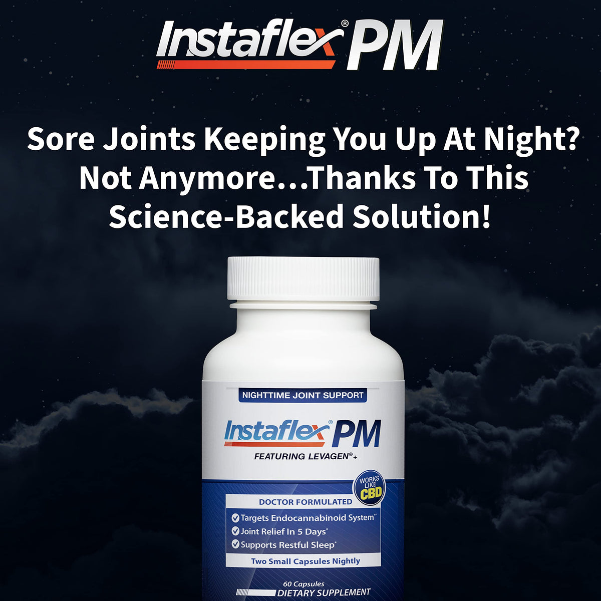 Instaflex PM Nighttime Joint Support with Levagen, Tamaflex, GABA, Ashwagandha, Passionflower Extract, Mobility, Sleep Support - 60 Capules InstaflexBuy Supplements Australia