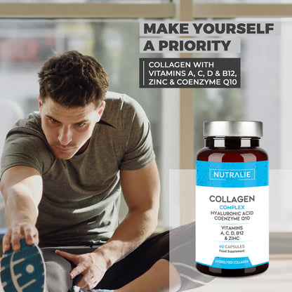 Collagen + Hyaluronic Acid + Q10 Hydrolysed Collagen Women Men + Vitamins A C D B12 Zinc NUTRALIEBuy Supplements Australia