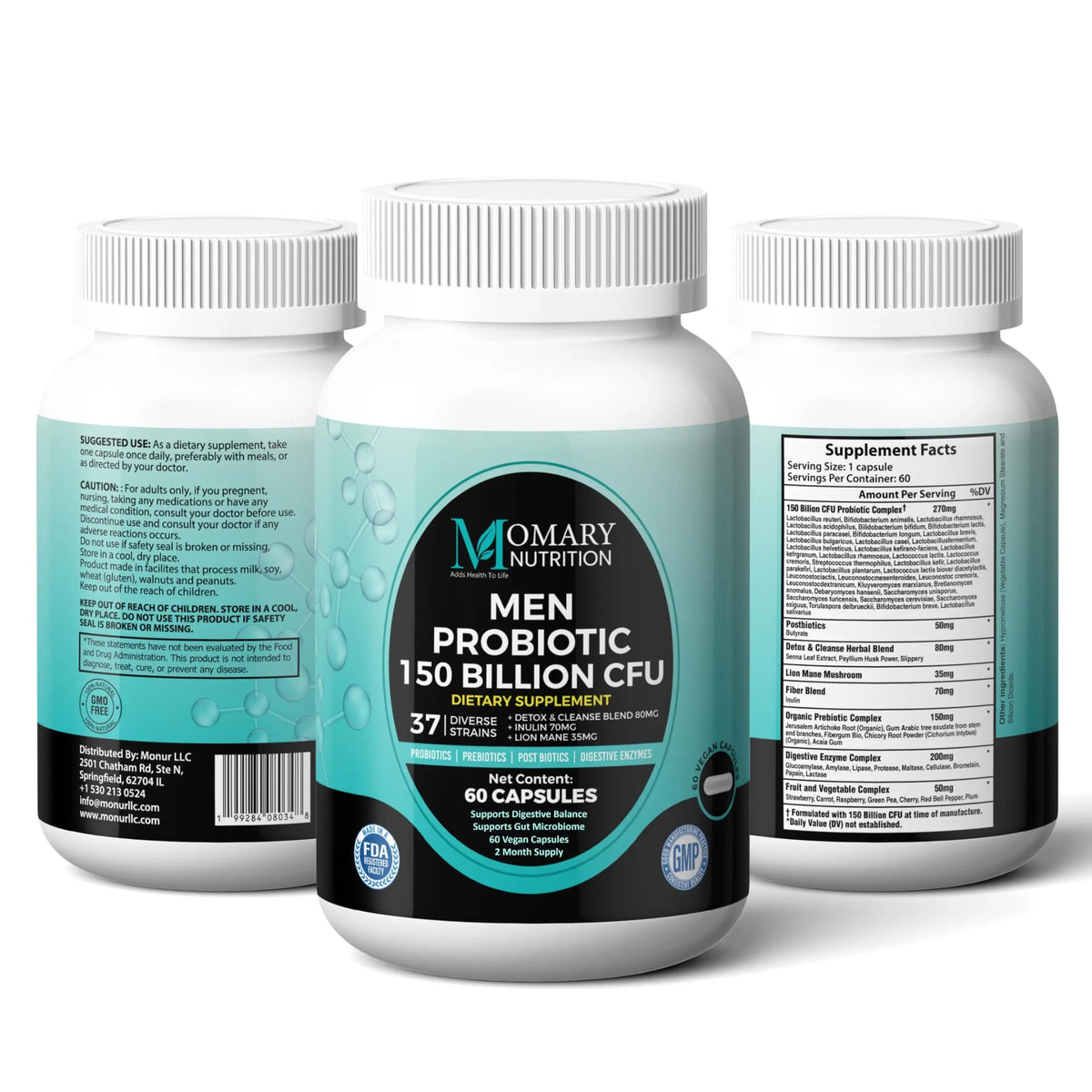 8-in-1 Bio Cultures Complex for Men – 150 Billion CFU Probiotics with 37 Diverse Strains, Organic Prebiotics, Postbiotics & Digestive Enzymes – Supports Digestive Balance & Gut Microbiome MOMARY NUTRITIONBuy Supplements Australia
