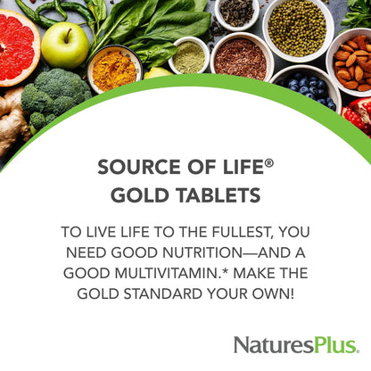 NaturesPlus Source of Life Gold Multivitamin - 90 Tablets - with Vitamins D3, B12 & K2 - Blood, Bone & Immune Support Aus Healthcare