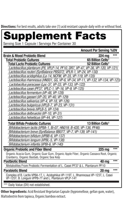 Vital Pro Naturals - Brain & Mood Probiotics + Prebiotics, Postbiotics, Parabiotics, 4-in-1 Health Supplement for Adults, High Potency, 67 Strains, Digestive, Brain and Immune Health, 30 ct Vital PlanetBuy Supplements Australia