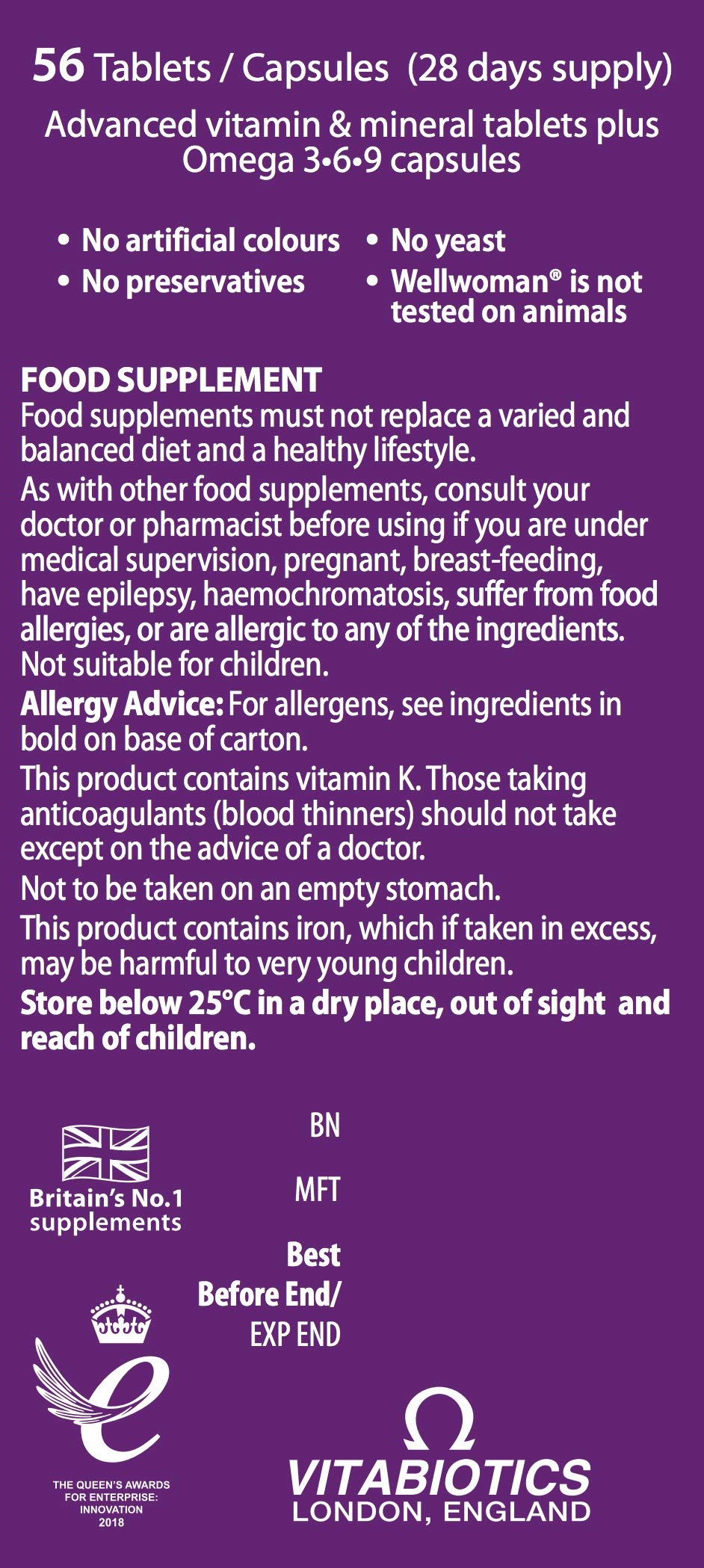 Vitabiotics Wellwoman Plus Omega 3 6 9 - 56 Tablets/Capsules VitabioticsBuy Supplements Australia