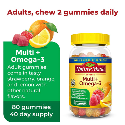Nature Made Adult & Kids Multivitamin Gummies Combo Pack, Multis with Vitamin C, Vitamin D3, B Vitamins, Zinc, Omega 3 Fish Oil & More Nature Made