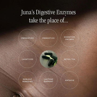 Juna Digestive Enzymes + Probiotic — 3-in-1 Daily Gut Support for Bloat Relief, Smooth Digestion & Microbiome Balance | 15 Enzymes, 5 Probiotics, 8 Botanicals | Vegan, 3rd-Party Tested | 60 Capsules Juna buy supplements Au