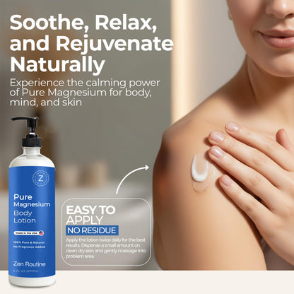 Zen Routine Magnesium Lotion for Sleep, Leg Cramps & Muscle Soreness with Shea Butter | Award-Winning Cream For Sleep – Safe for Kids – Unscented, Non-Greasy, Ultra Soothing – Made in USA Zen RoutineBuy Supplements Australia