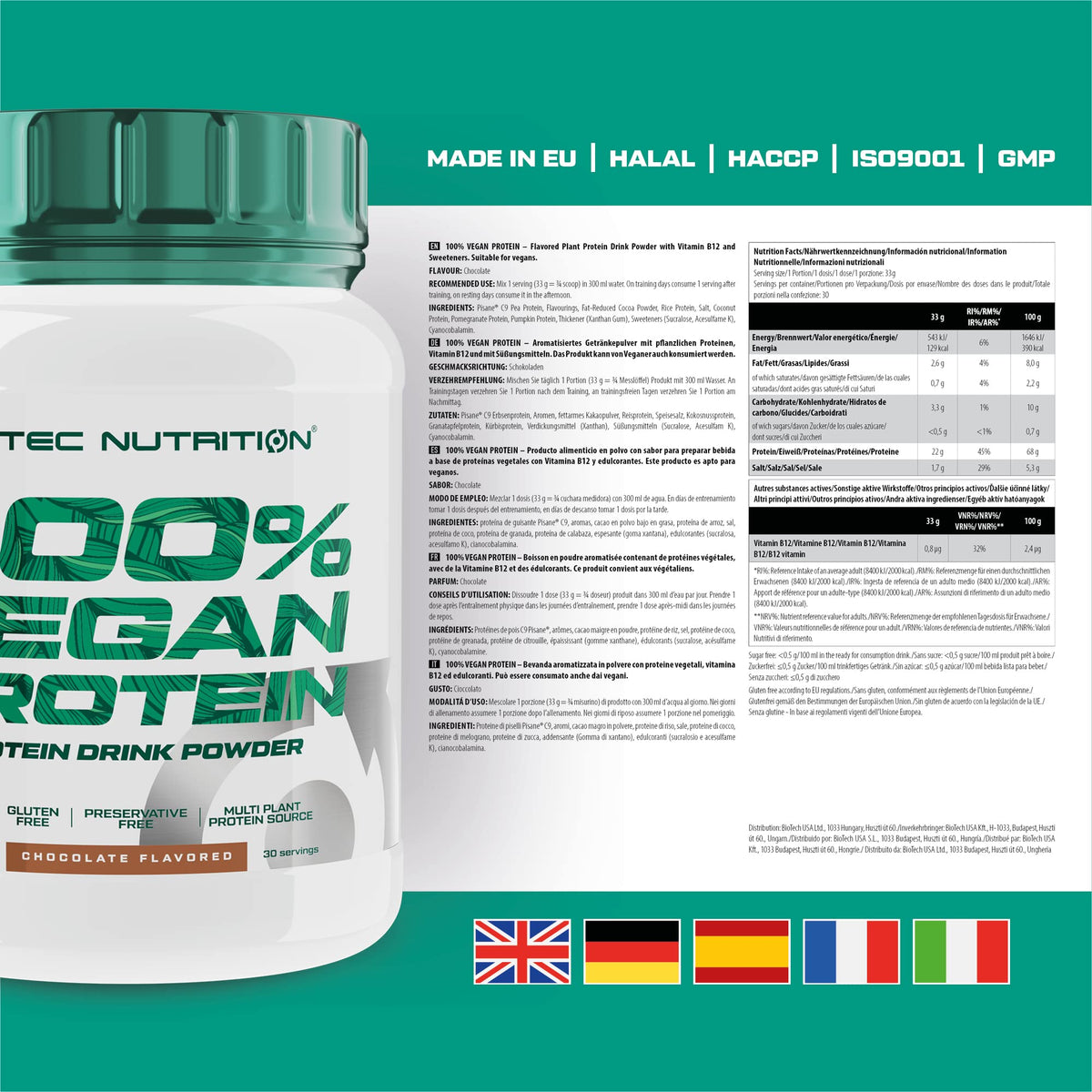 Scitec Nutrition 100% Vegan Protein – 5 Plant-Based Protein Sources – Fortified with Vitamin B12 Scitec NutritionBuy Supplements Australia