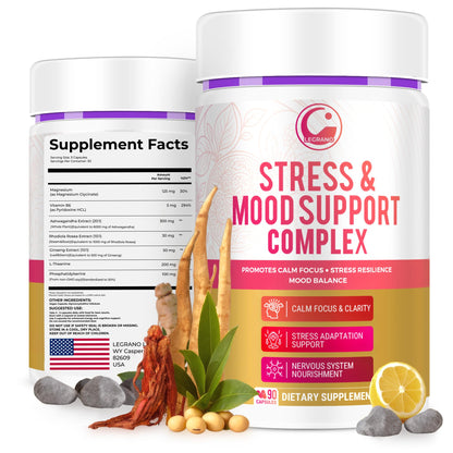 LEGRANO Cortisol Manager Supplements for Women & Men with Ashwagandha, L-Theanine, Magnesium Glycinate, Rhodiola, Ginseng – Cortisol Reducer & Adrenal Support – 90 Capsules – Calm, Focus, Balance LEGRANOBuy Supplements Australia